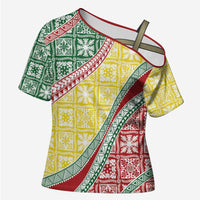 Hawaiian Quilt Pattern Cross Shoulder Shirt Special Color Mixed - Polynesian Pride