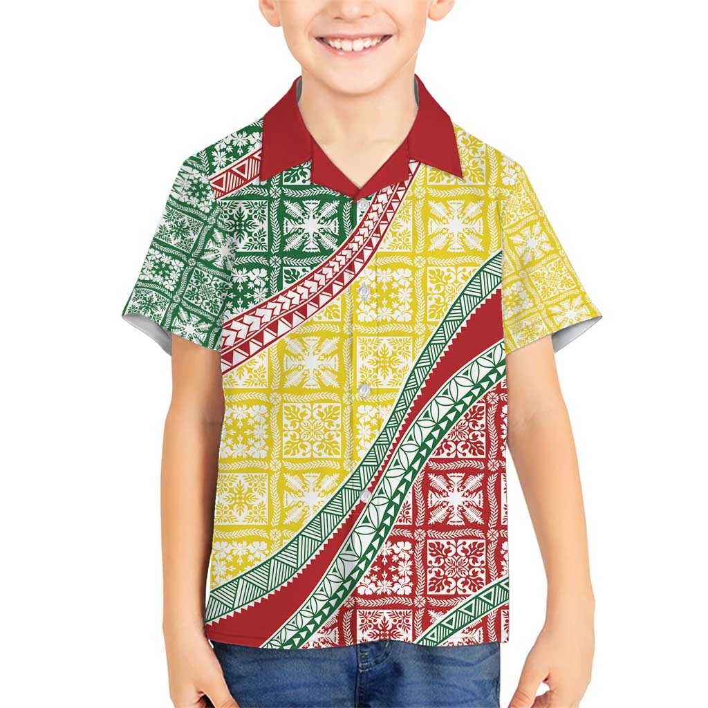 Hawaiian Quilt Pattern Family Matching Long Sleeve Bodycon Dress and Hawaiian Shirt Special Color Mixed - Polynesian Pride