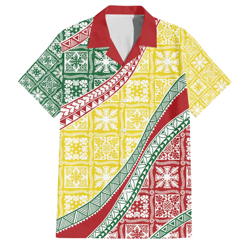Hawaiian Quilt Pattern Family Matching Off Shoulder Maxi Dress and Hawaiian Shirt Special Color Mixed - Polynesian Pride