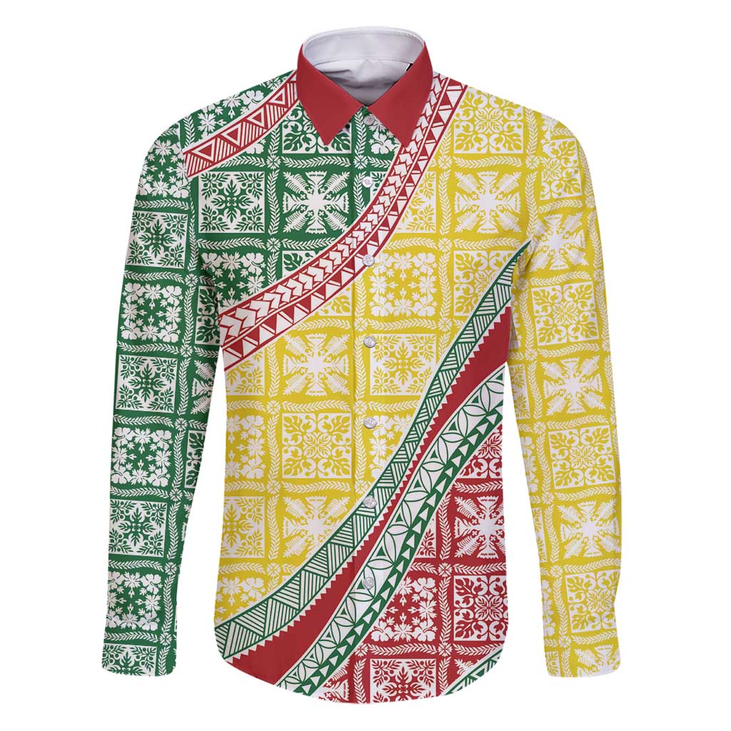 Hawaiian Quilt Pattern Family Matching Puletasi and Hawaiian Shirt Special Color Mixed - Polynesian Pride