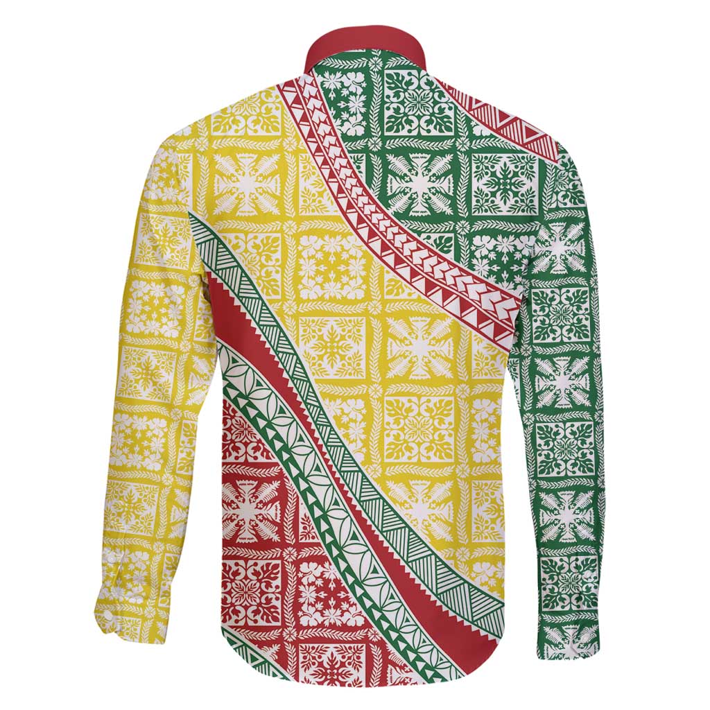 Hawaiian Quilt Pattern Family Matching Puletasi and Hawaiian Shirt Special Color Mixed - Polynesian Pride