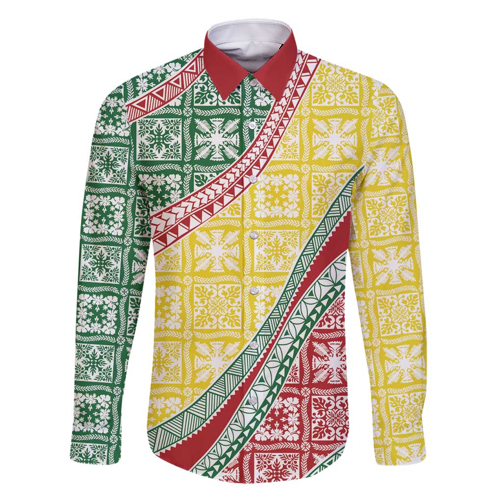 Hawaiian Quilt Pattern Family Matching Tank Maxi Dress and Hawaiian Shirt Special Color Mixed - Polynesian Pride