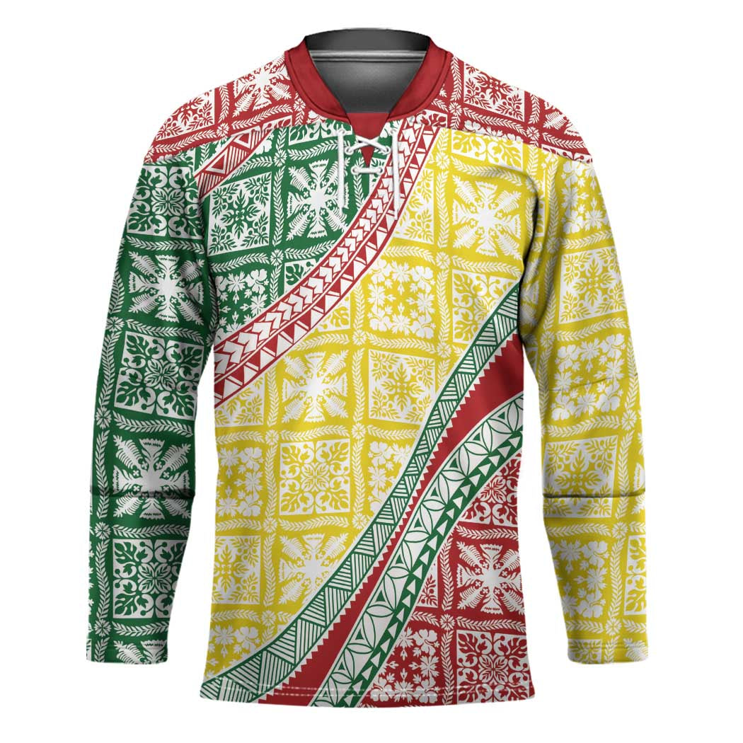 Hawaiian Quilt Pattern Hockey Jersey Special Color Mixed - Polynesian Pride