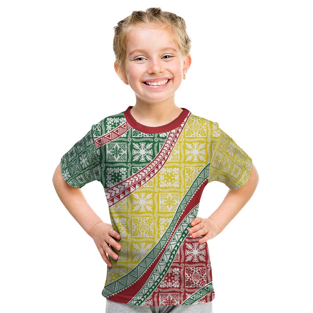 Hawaiian Quilt Pattern Kid T Shirt Special Color Mixed - Polynesian Pride