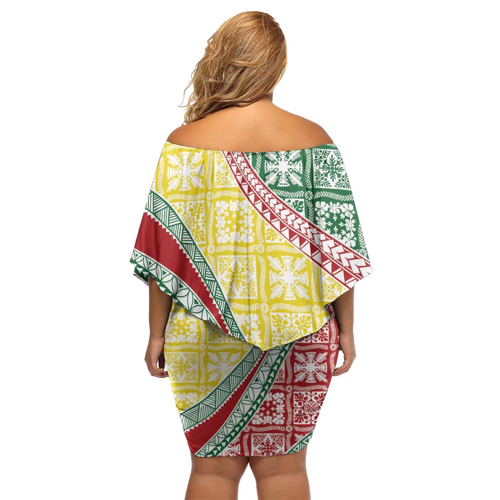Hawaiian Quilt Pattern Off Shoulder Short Dress Special Color Mixed - Polynesian Pride