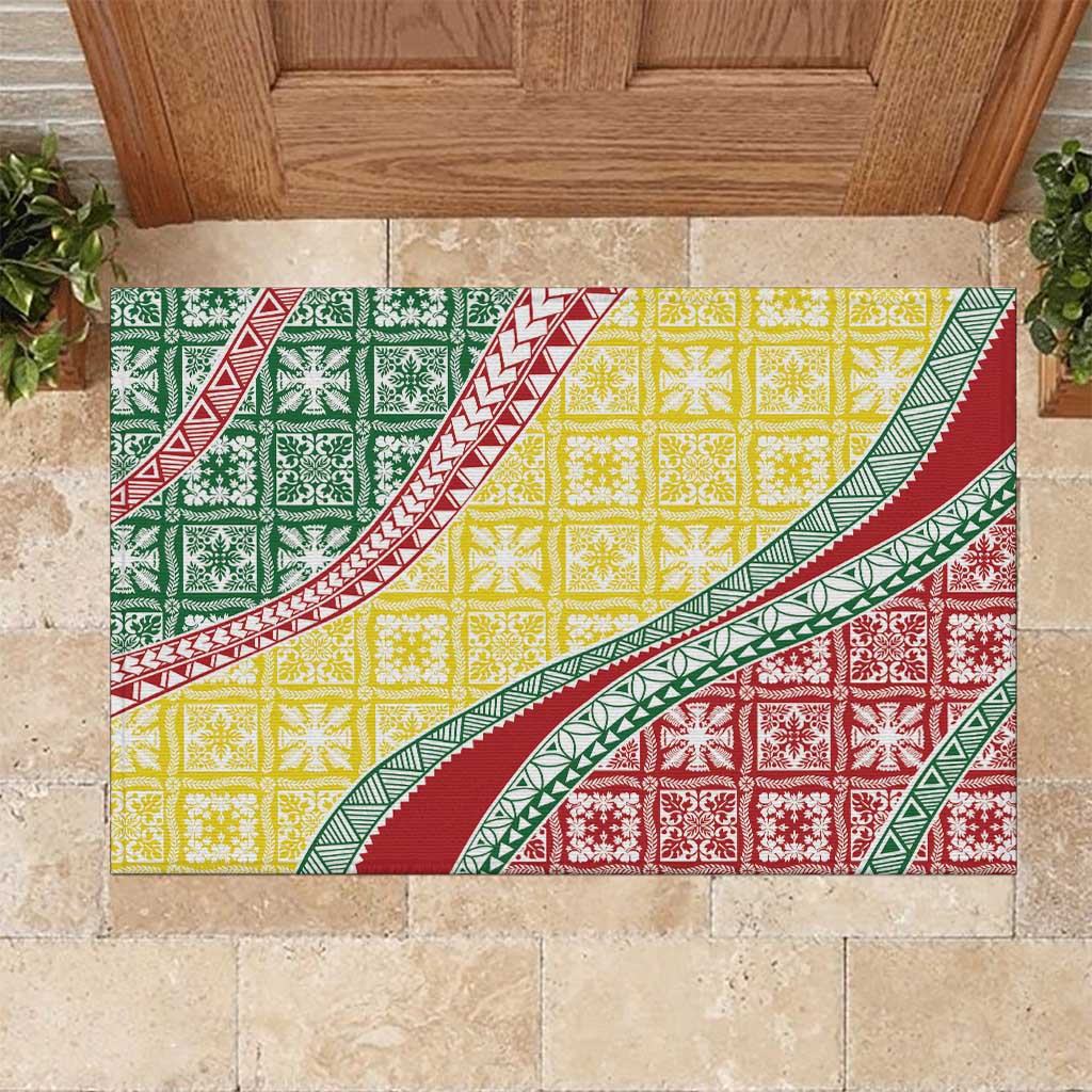 Hawaiian Quilt Pattern Rubber Doormat Special Color Mixed - Polynesian Pride