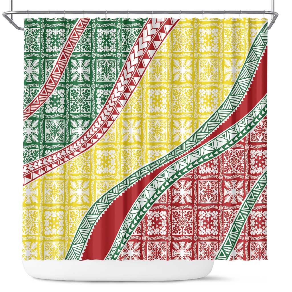 Hawaiian Quilt Pattern Shower Curtain Special Color Mixed - Polynesian Pride