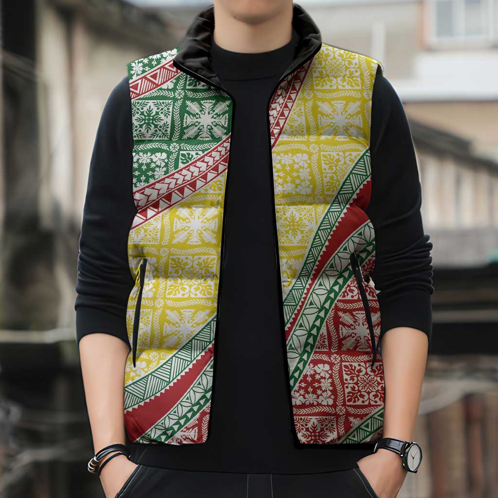 Hawaiian Quilt Pattern Sleeveless Puffer Jacket Special Color Mixed - Polynesian Pride