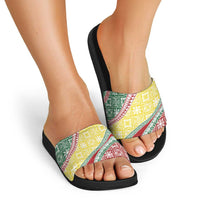 Hawaiian Quilt Pattern Slide Sandals Special Color Mixed - Polynesian Pride