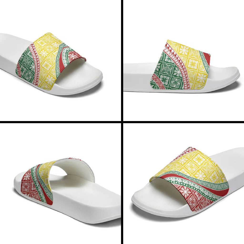 Hawaiian Quilt Pattern Slide Sandals Special Color Mixed - Polynesian Pride