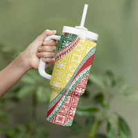 Hawaiian Quilt Pattern Tumbler With Handle Special Color Mixed - Polynesian Pride