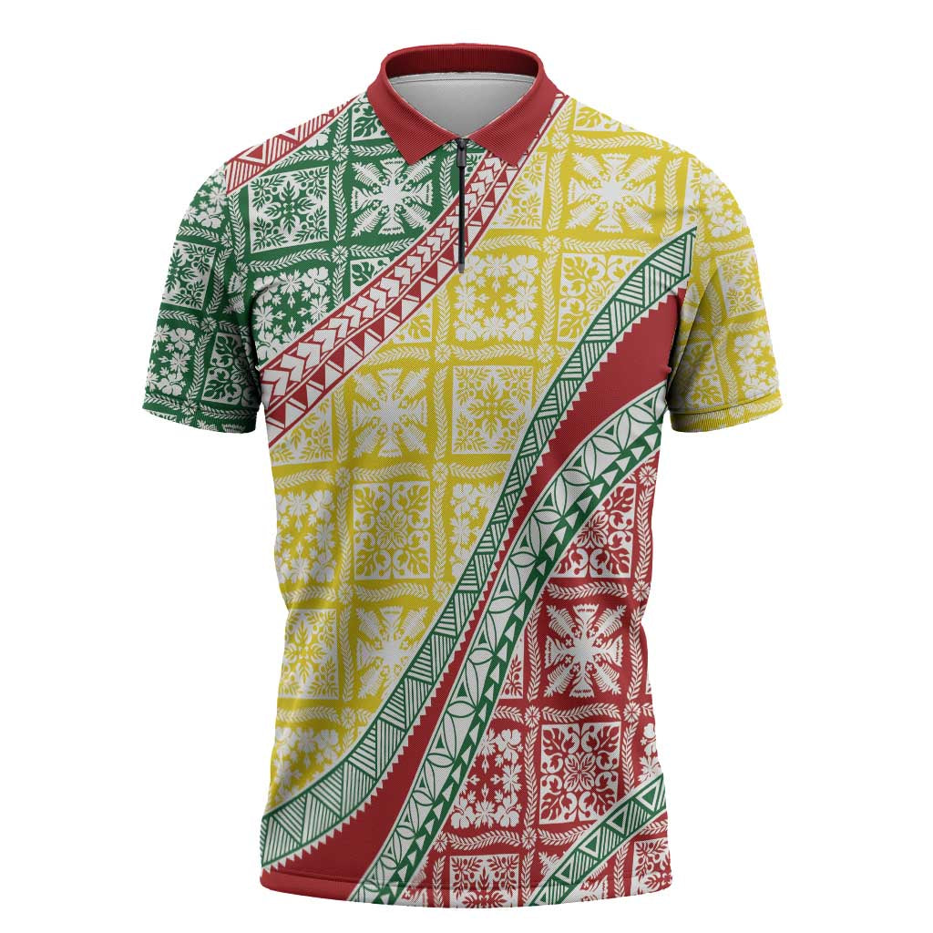 Hawaiian Quilt Pattern Zipper Polo Shirt Special Color Mixed - Polynesian Pride