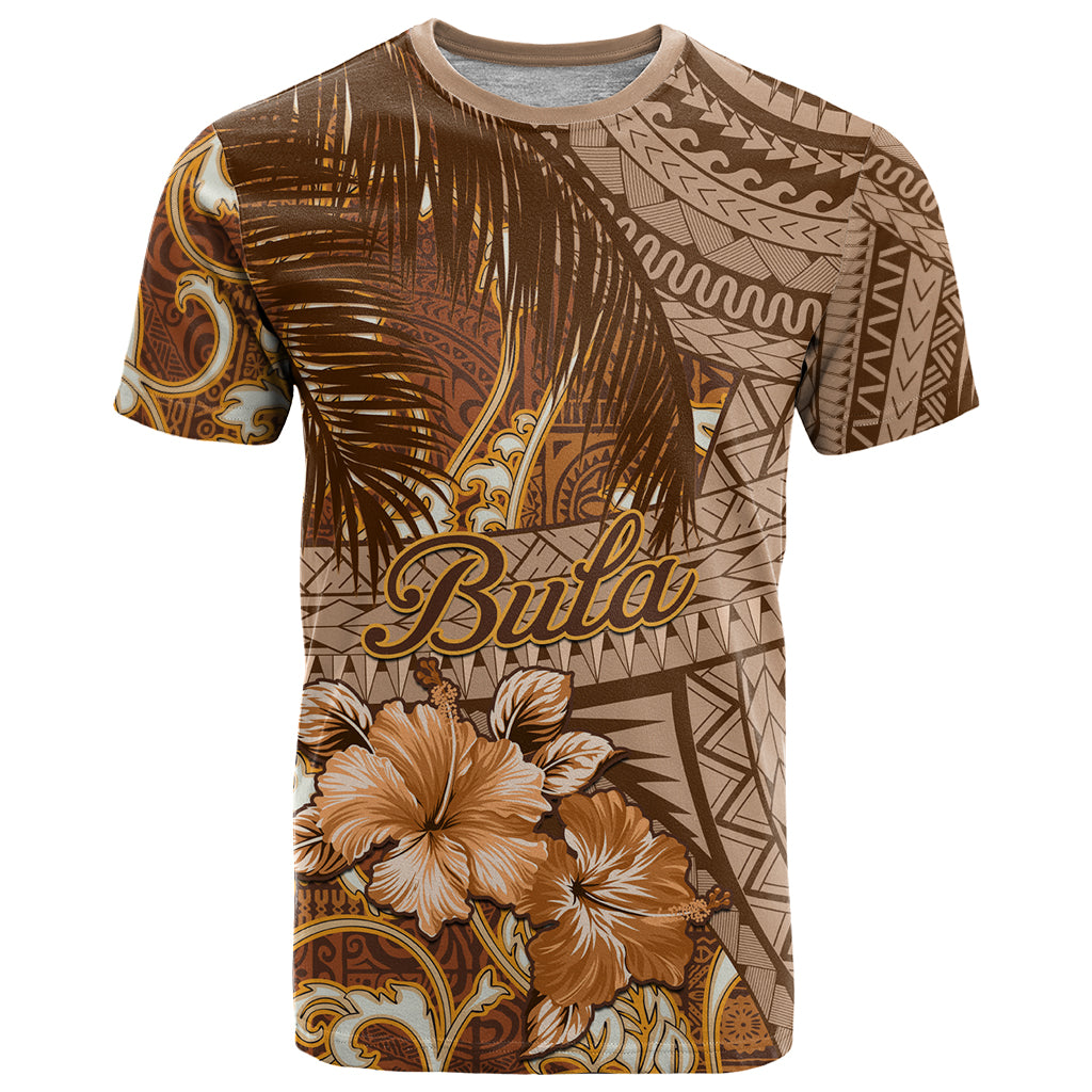 Personalised Fiji Masi T Shirt Bula Fijian Masi Tapa Vintage Style LT01 Brown - Polynesian Pride