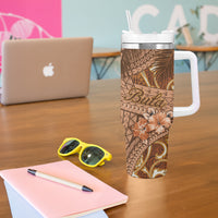 Personalised Fiji Masi Tumbler With Handle Bula Fijian Masi Tapa Vintage Style