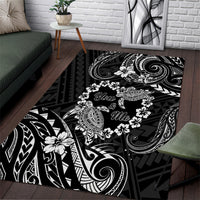 Polynesian Turtle Valentine Area Rug You And Me Hibiscus Heart LT01 Black - Polynesian Pride