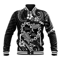 Polynesian Turtle Valentine Baseball Jacket You And Me Hibiscus Heart LT01 Unisex Black - Polynesian Pride