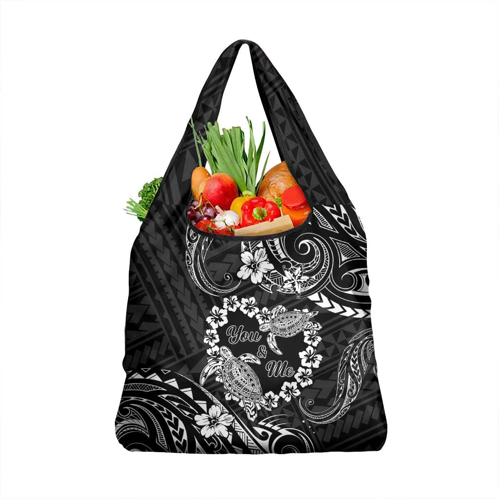 Polynesian Turtle Valentine Grocery Bag You And Me Hibiscus Heart LT01 1-pack One Size Black - Polynesian Pride