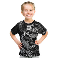 Polynesian Turtle Valentine Kid T Shirt You And Me Hibiscus Heart LT01 Black - Polynesian Pride