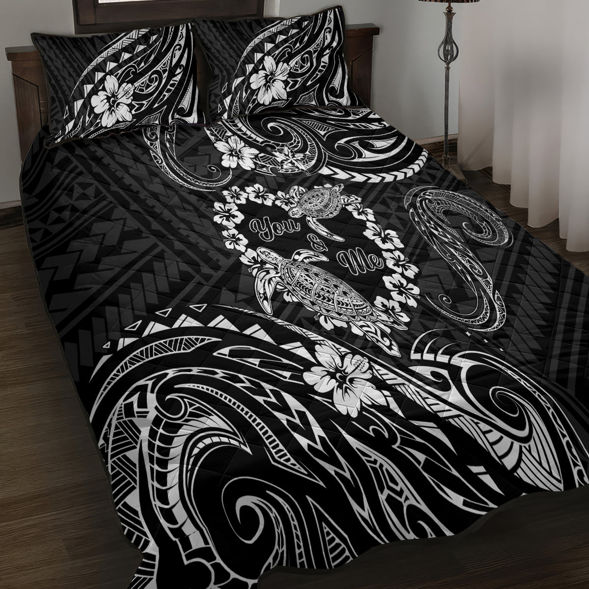 Polynesian Turtle Valentine Quilt Bed Set You And Me Hibiscus Heart LT01 - Polynesian Pride