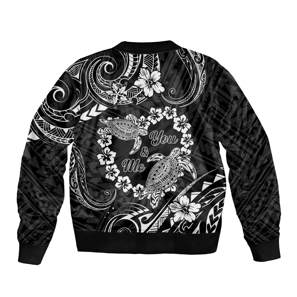 Polynesian Turtle Valentine Sleeve Zip Bomber Jacket You And Me Hibiscus Heart LT01 - Polynesian Pride