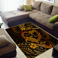 Polynesian Turtle Valentine Area Rug You And Me Gold Hibiscus Heart LT01 - Polynesian Pride