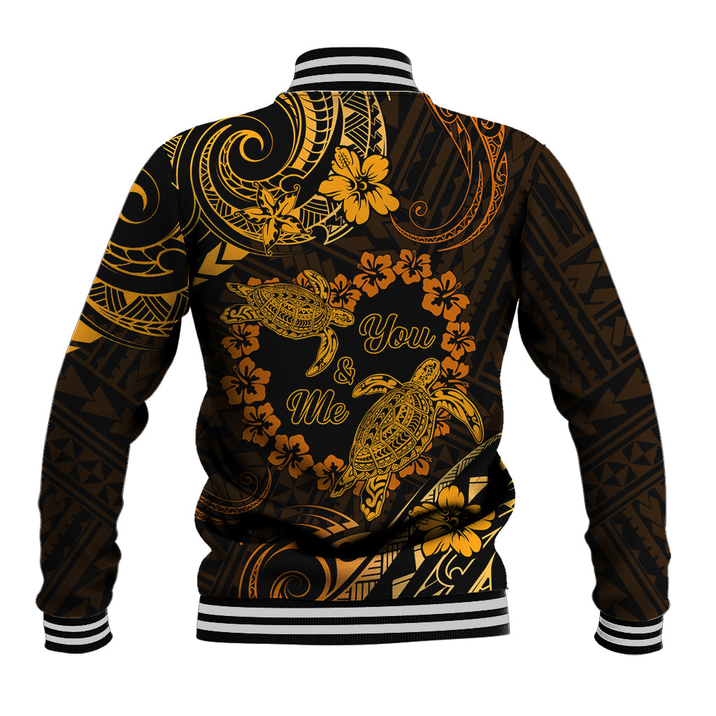 Polynesian Turtle Valentine Baseball Jacket You And Me Gold Hibiscus Heart LT01 - Polynesian Pride