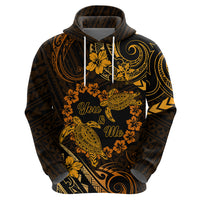 Polynesian Turtle Valentine Zip Hoodie You And Me Gold Hibiscus Heart LT01 - Polynesian Pride