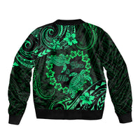 Polynesian Turtle Valentine Bomber Jacket You And Me Green Hibiscus Heart LT01 - Polynesian Pride