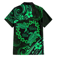 Polynesian Turtle Valentine Family Matching Off Shoulder Maxi Dress and Hawaiian Shirt You And Me Green Hibiscus Heart LT01 - Polynesian Pride