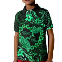 Polynesian Turtle Valentine Kid Polo Shirt You And Me Green Hibiscus Heart LT01 Kid Green - Polynesian Pride