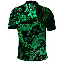 Polynesian Turtle Valentine Polo Shirt You And Me Green Hibiscus Heart LT01 - Polynesian Pride
