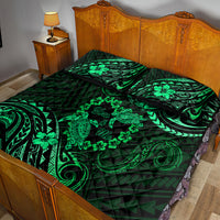Polynesian Turtle Valentine Quilt Bed Set You And Me Green Hibiscus Heart LT01 - Polynesian Pride