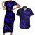 Polynesian Turtle Valentine Couples Matching Short Sleeve Bodycon Dress and Hawaiian Shirt You And Me Navy Blue Hibiscus Heart LT01 Blue - Polynesian Pride