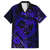 Polynesian Turtle Valentine Family Matching Puletasi and Hawaiian Shirt You And Me Navy Blue Hibiscus Heart LT01 Dad's Shirt - Short Sleeve Blue - Polynesian Pride