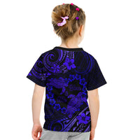 Polynesian Turtle Valentine Kid T Shirt You And Me Navy Blue Hibiscus Heart LT01 - Polynesian Pride