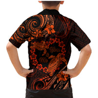Polynesian Turtle Valentine Family Matching Mermaid Dress and Hawaiian Shirt You And Me Orange Hibiscus Heart LT01 - Polynesian Pride