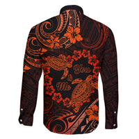 Polynesian Turtle Valentine Family Matching Off Shoulder Long Sleeve Dress and Hawaiian Shirt You And Me Orange Hibiscus Heart LT01 - Polynesian Pride