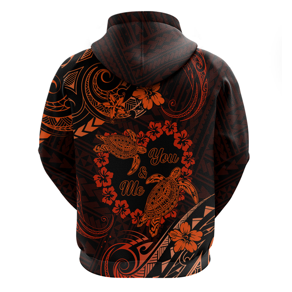 Polynesian Turtle Valentine Hoodie You And Me Orange Hibiscus Heart LT01 - Polynesian Pride