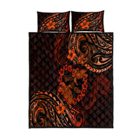 Polynesian Turtle Valentine Quilt Bed Set You And Me Orange Hibiscus Heart LT01 Orange - Polynesian Pride