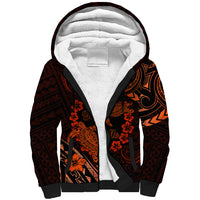 Polynesian Turtle Valentine Sherpa Hoodie You And Me Orange Hibiscus Heart LT01 Unisex Orange - Polynesian Pride