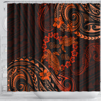 Polynesian Turtle Valentine Shower Curtain You And Me Orange Hibiscus Heart LT01 - Polynesian Pride