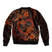 Polynesian Turtle Valentine Sleeve Zip Bomber Jacket You And Me Orange Hibiscus Heart LT01 - Polynesian Pride