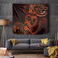 Polynesian Turtle Valentine Tapestry You And Me Orange Hibiscus Heart LT01 Orange - Polynesian Pride