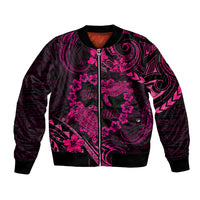 Polynesian Turtle Valentine Bomber Jacket You And Me Pink Hibiscus Heart LT01 Unisex Pink - Polynesian Pride