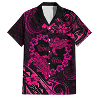 Polynesian Turtle Valentine Family Matching Off Shoulder Maxi Dress and Hawaiian Shirt You And Me Pink Hibiscus Heart LT01 Dad's Shirt - Short Sleeve Pink - Polynesian Pride