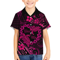 Polynesian Turtle Valentine Family Matching Summer Maxi Dress and Hawaiian Shirt You And Me Pink Hibiscus Heart LT01 Son's Shirt Pink - Polynesian Pride