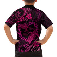 Polynesian Turtle Valentine Family Matching Tank Maxi Dress and Hawaiian Shirt You And Me Pink Hibiscus Heart LT01 - Polynesian Pride