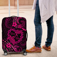 Polynesian Turtle Valentine Luggage Cover You And Me Pink Hibiscus Heart LT01 Pink - Polynesian Pride