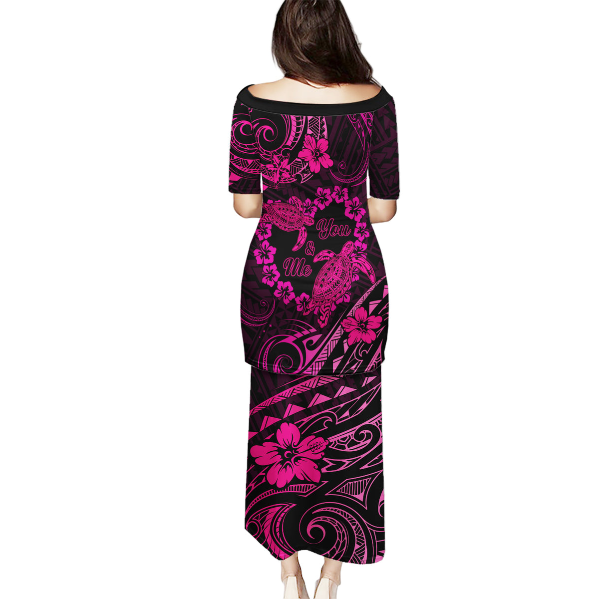Polynesian Turtle Valentine Puletasi You And Me Pink Hibiscus Heart LT01 - Polynesian Pride