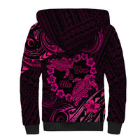 Polynesian Turtle Valentine Sherpa Hoodie You And Me Pink Hibiscus Heart LT01 - Polynesian Pride